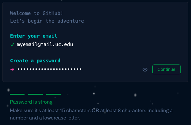 Screenshot of GitHub sign-up page