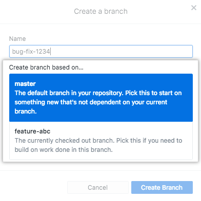 Base branch options